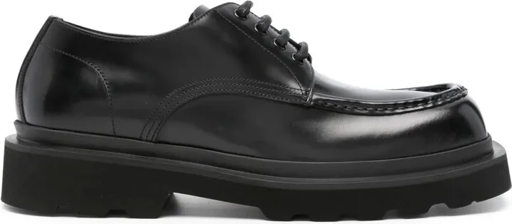 Square-Toe Leather Derby Shoes
