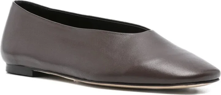 Square-Toe Leather Flats - Image 2