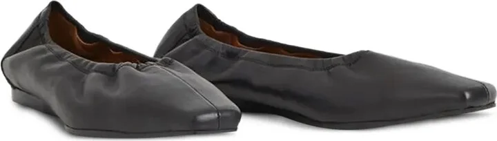 Square-Toe Leather Flats - Image 2