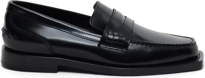 Square-Toe Leather Loafers