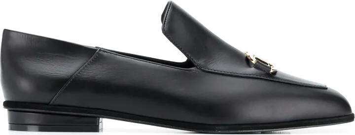 Square-Toe Leather Loafers