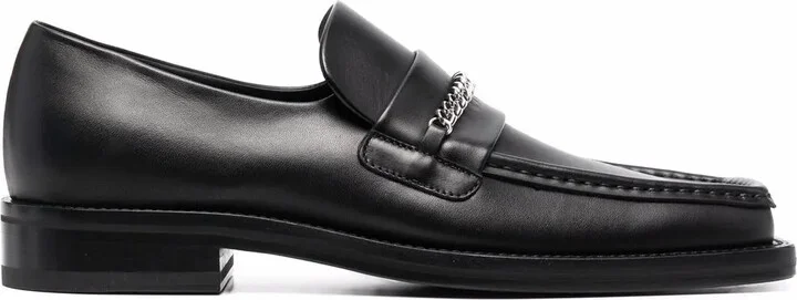 Square-Toe Leather Loafers