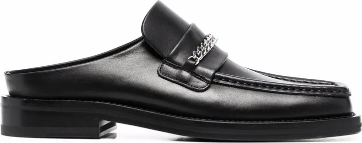 Square-Toe Leather Loafers
