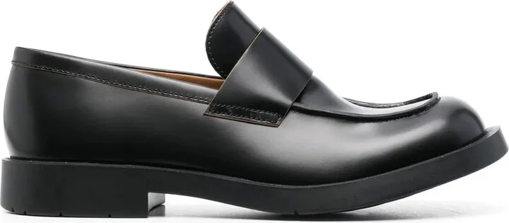 Square-Toe Leather Loafers