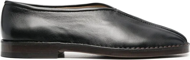 Square-Toe Leather Loafers