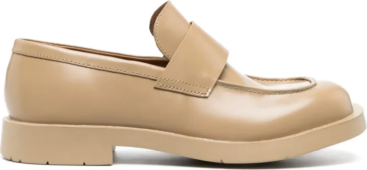 Square-Toe Leather Loafers