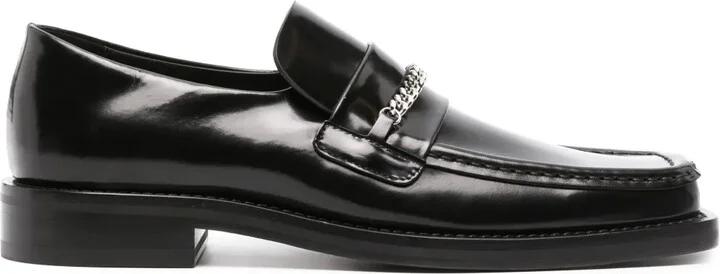 Square-Toe Leather Loafers
