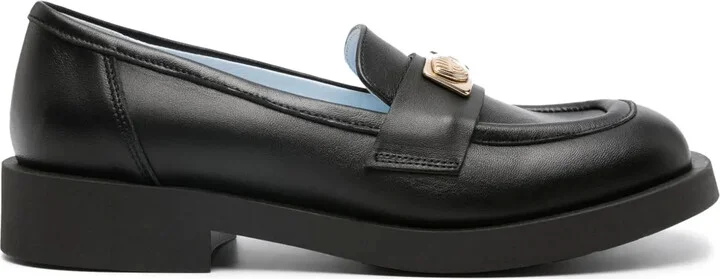 Square-Toe Leather Loafers