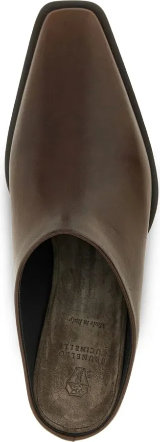 Square-Toe Leather Mules - Image 3