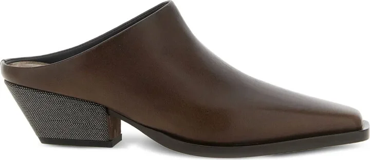 Square-Toe Leather Mules