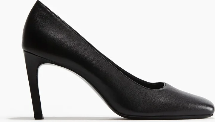 Square-Toe Leather Pumps