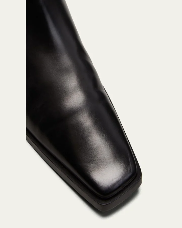 Square-Toe Leather Riding Boots - Image 7