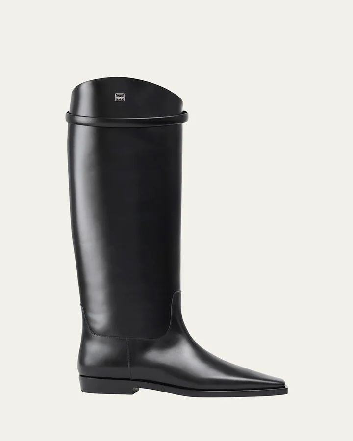 Square-Toe Leather Riding Boots