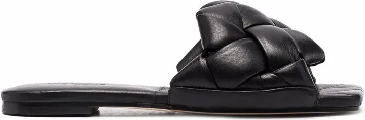 Square-Toe Leather Sandals