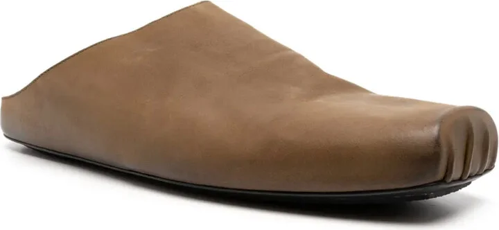 Square-Toe Leather Slippers - Image 2