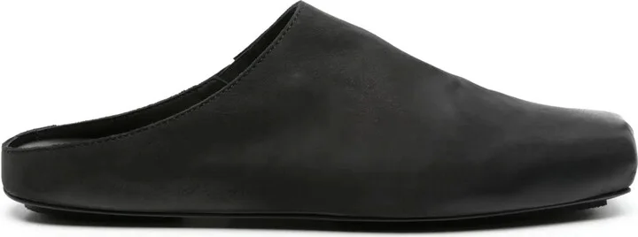 Square-Toe Leather Slippers