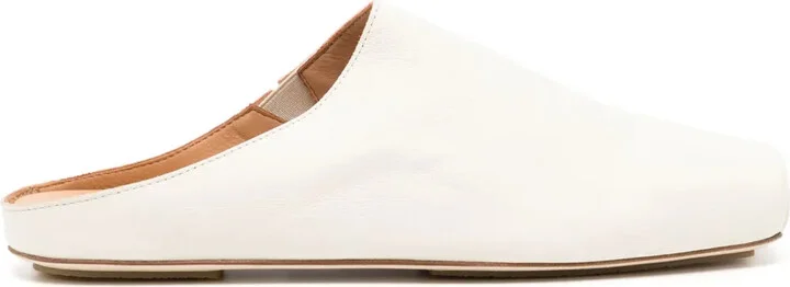Square-Toe Leather Slippers