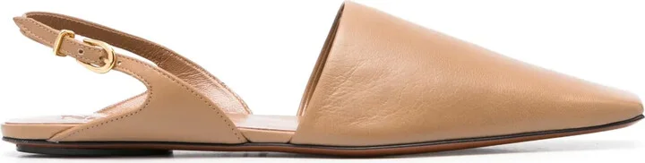 Square-Toe Leather Slippers