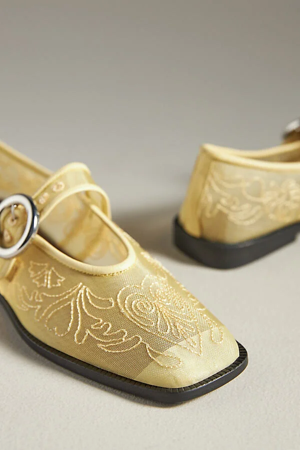 Square-Toe Mesh Ballet Flats - Image 3