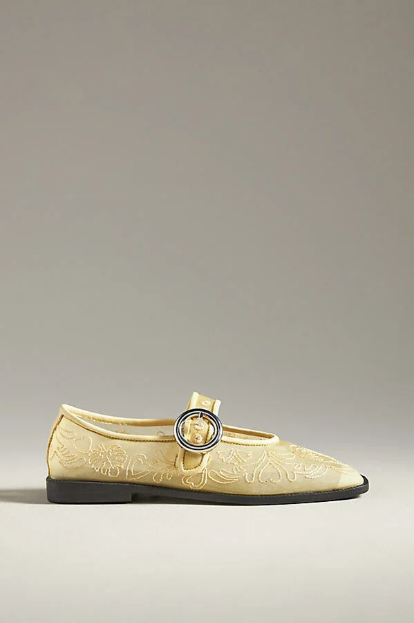 Square-Toe Mesh Ballet Flats