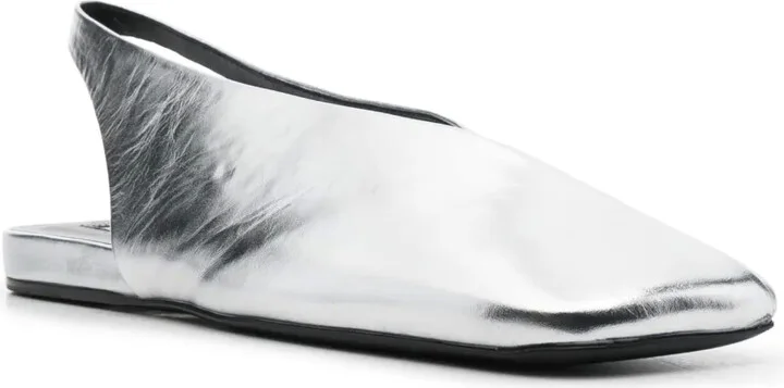 Square-Toe Metallic Ballerina Shoes - Image 2