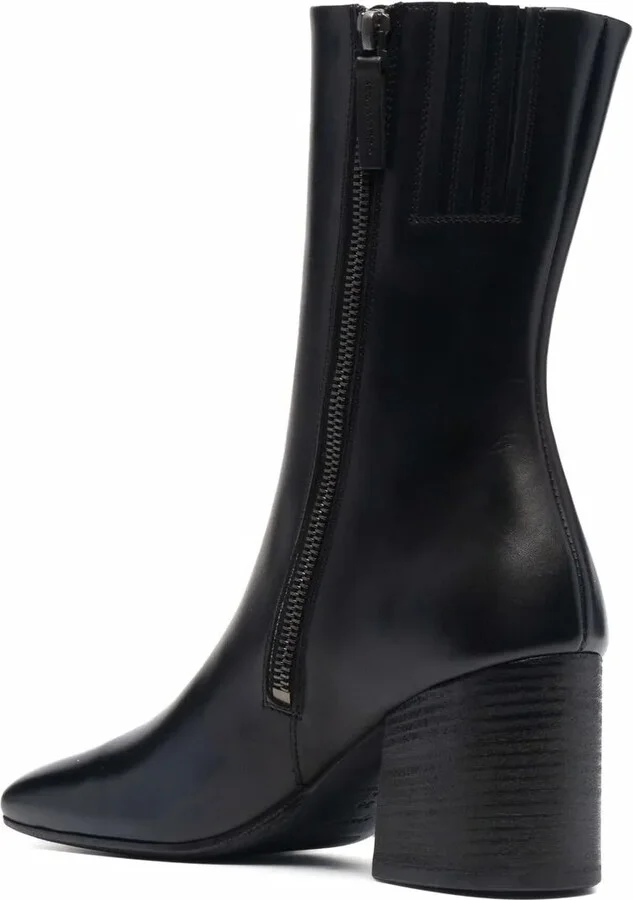 Square-Toe Mid-Calf Leather Boots - Image 3