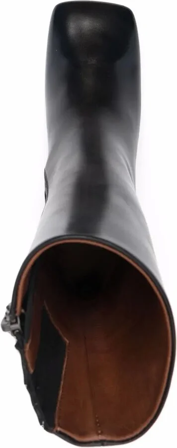 Square-Toe Mid-Calf Leather Boots - Image 4