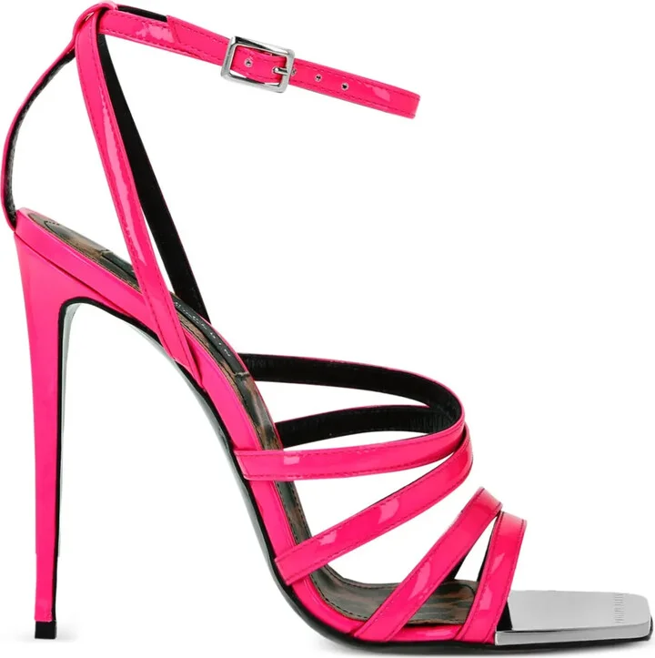 Square-Toe Patent Leather Sandals
