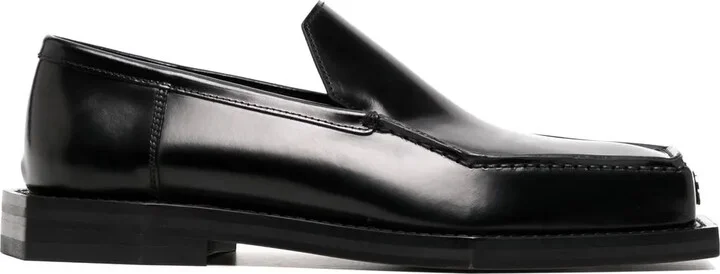 Square-Toe Polished-Finish Loafers