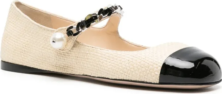 Square-Toe Raffia Ballerina Shoes - Image 2