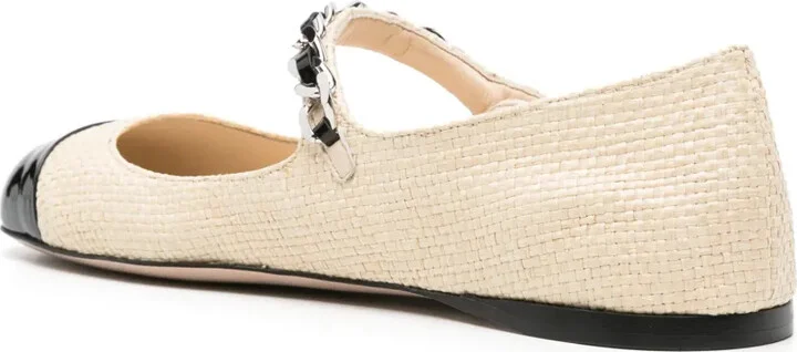 Square-Toe Raffia Ballerina Shoes - Image 3
