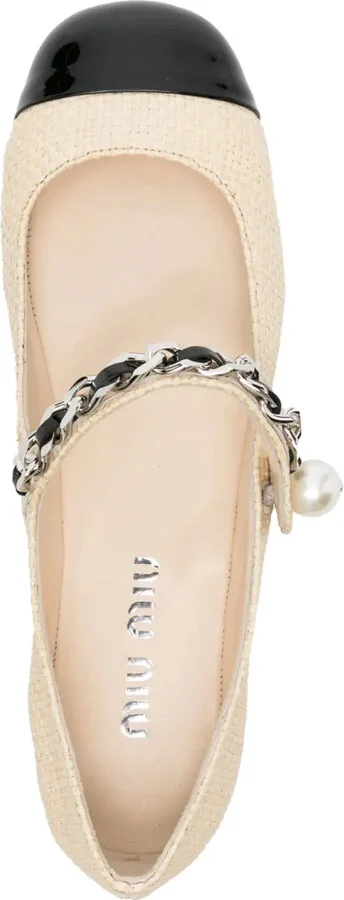 Square-Toe Raffia Ballerina Shoes - Image 4
