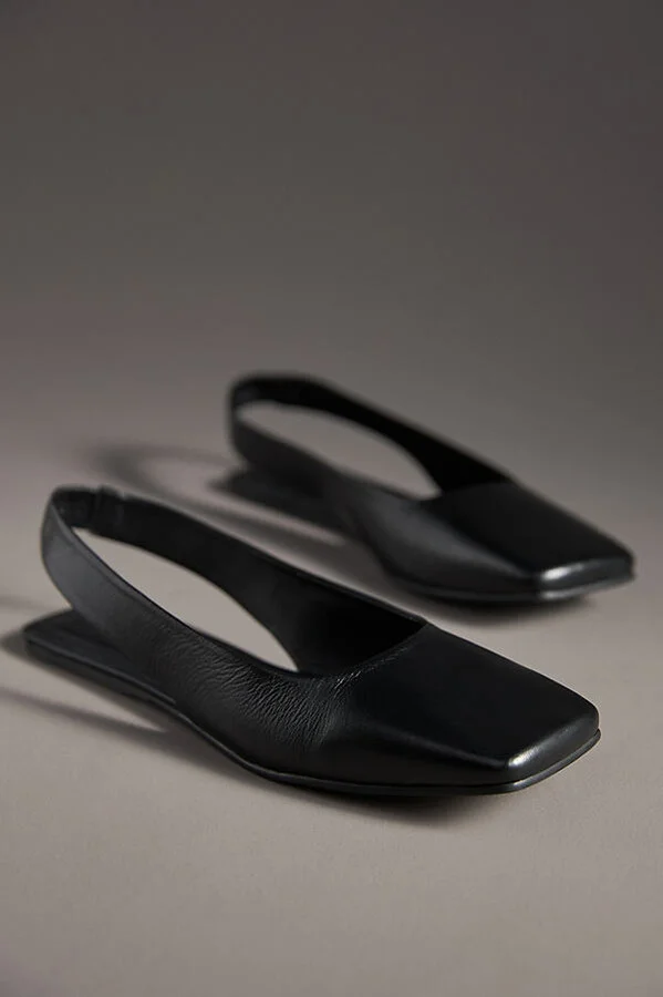 Square-Toe Slingback Flats
