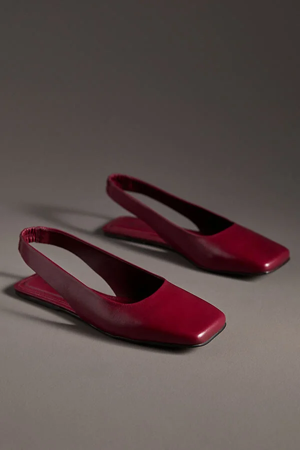 Square-Toe Slingback Flats