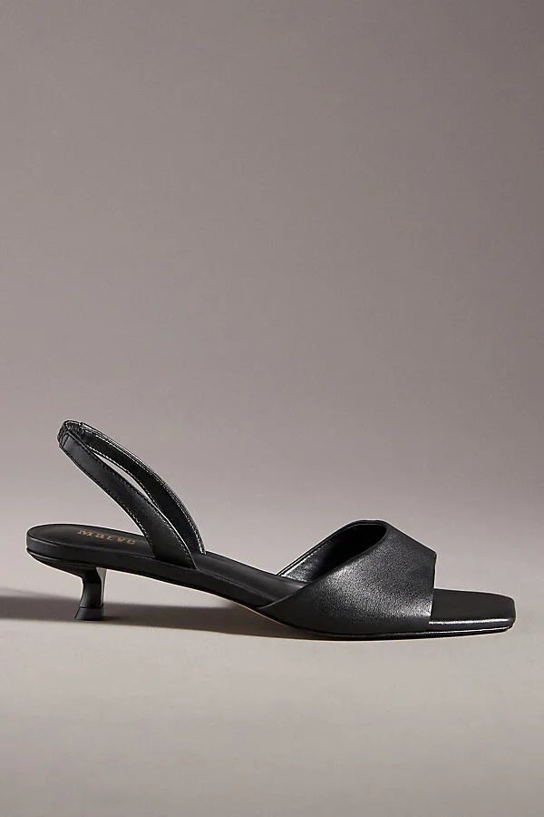 Square-Toe Slingback Kitten Heels - Image 2