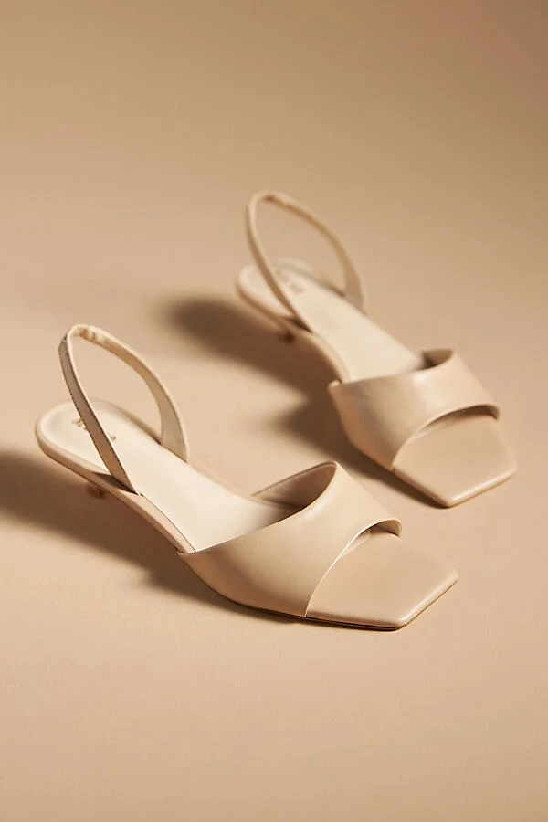 Square-Toe Slingback Kitten Heels - Image 2