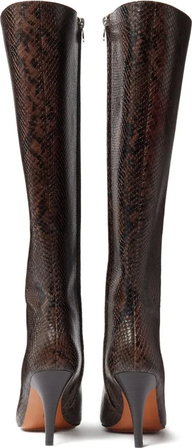 Square-Toe Snakeskin-Pattern Boots - Image 3