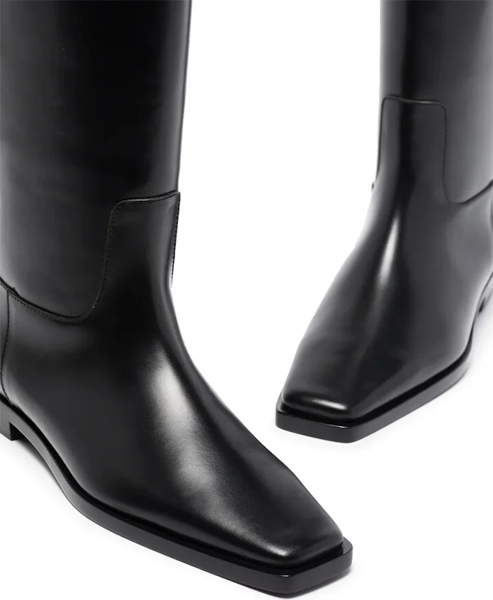 Square-Toe Strap Riding Boots - Image 2