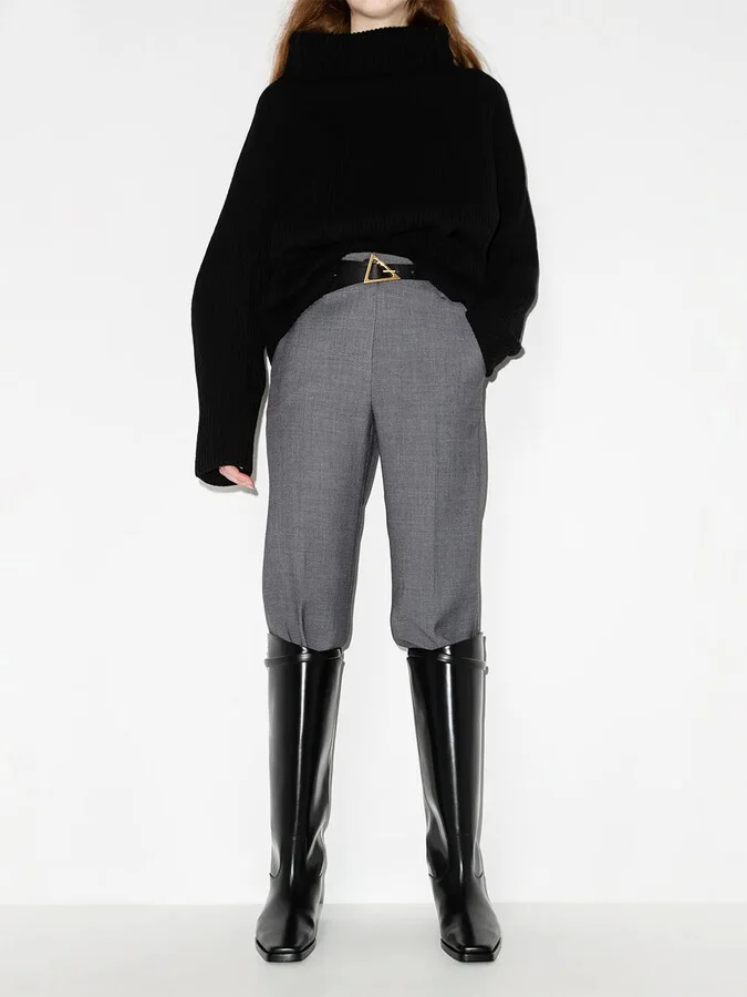 Square-Toe Strap Riding Boots - Image 3