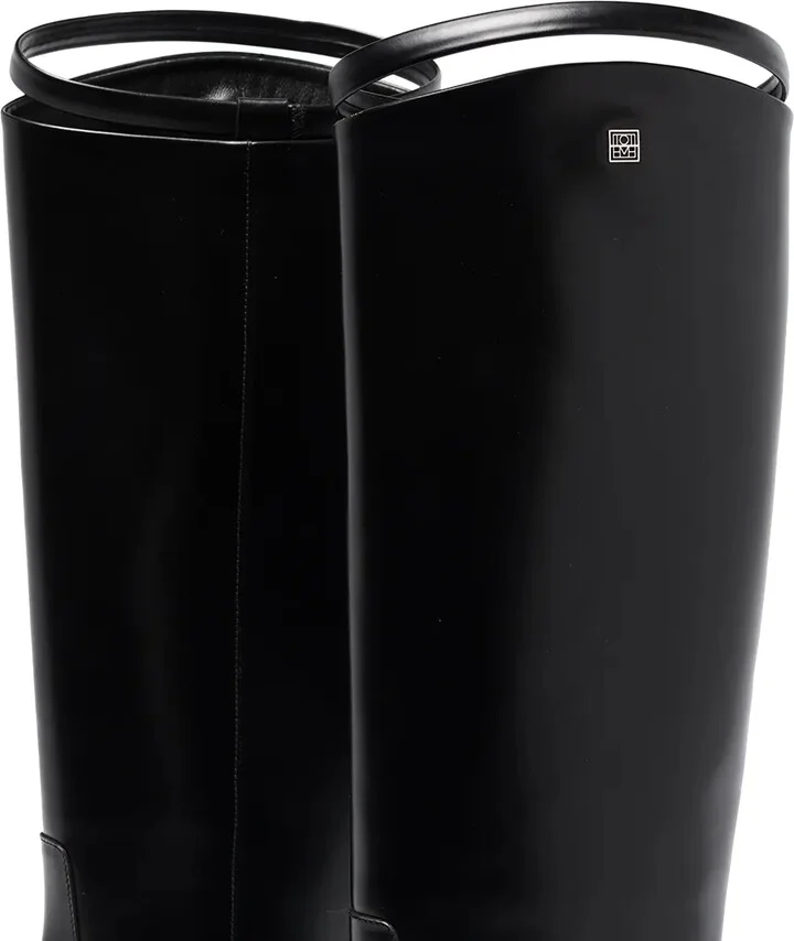 Square-Toe Strap Riding Boots - Image 4