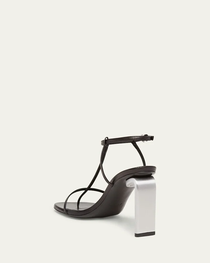 Square-Toe T-Strap Heel Sandals - Image 4