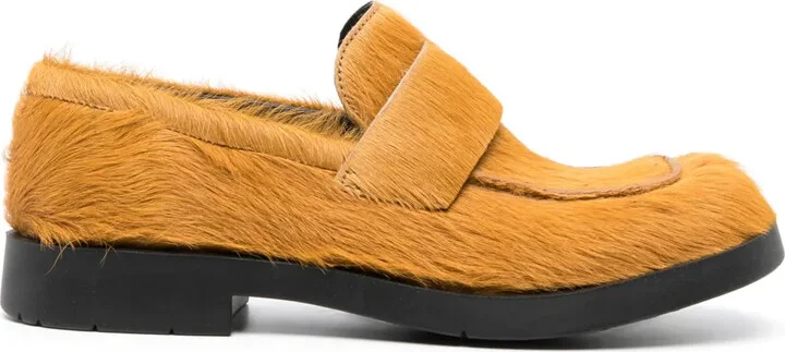 Square-Toe Textured Loafers
