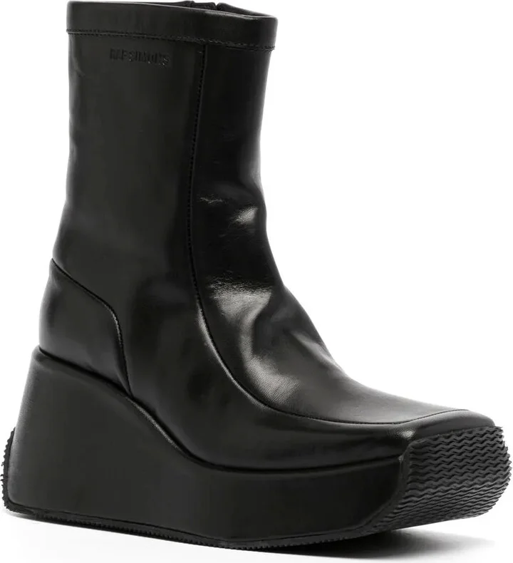 Square-Toe Wedge Boots - Image 2