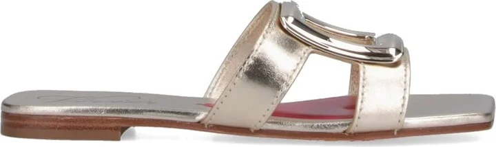 squared Buckle Slide Sandals