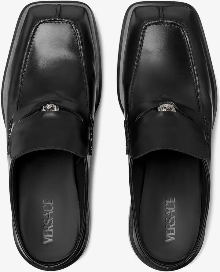 Squared Loafer Mules in Calf Leather - Image 2