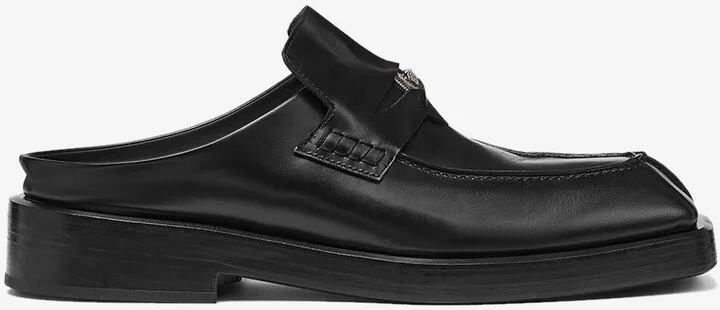 Squared Loafer Mules in Calf Leather