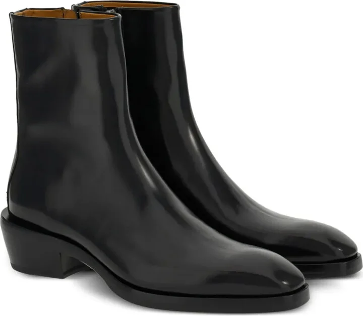 Squared-Toe Leather Ankle Boots - Image 2