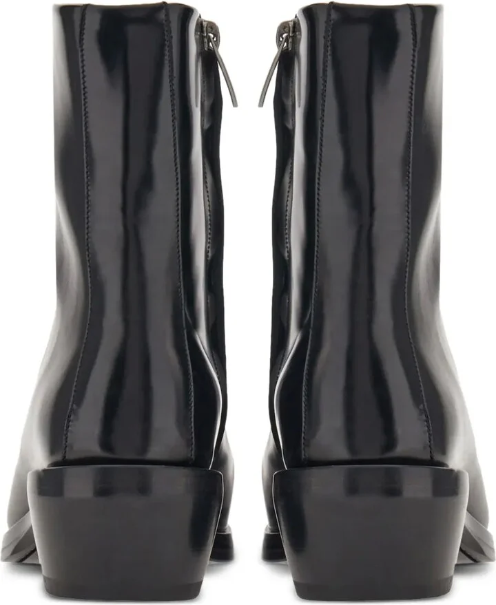Squared-Toe Leather Ankle Boots - Image 3
