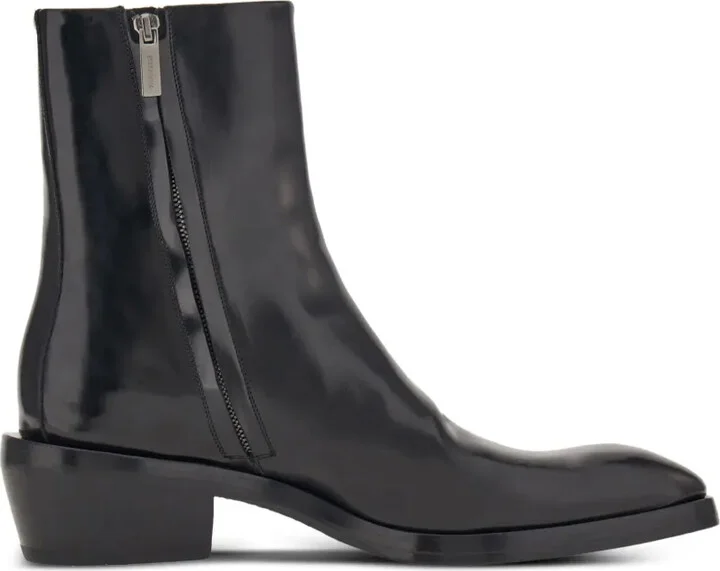 Squared-Toe Leather Ankle Boots - Image 4