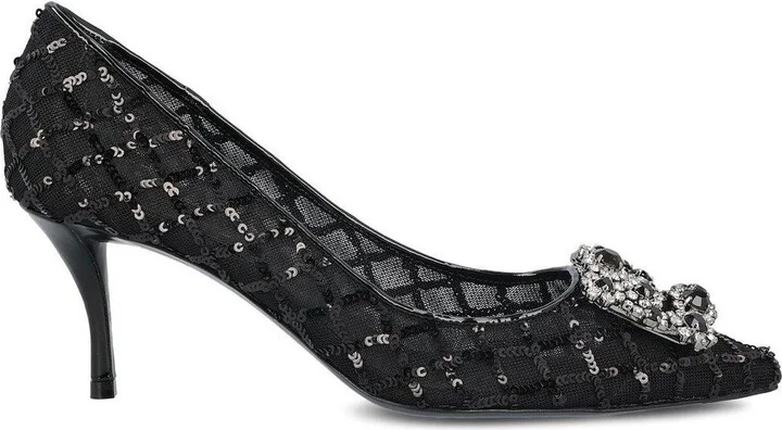 Squin Embellished Slip-on Pumps